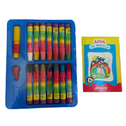 مداد شمعی 12 رنگ آریا مدل Aa
