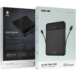 پاوربانک 120 وات گرین لاین مدل GNULTHIN20BK ظرفیت 20000 میلی‌ آمپر‌ ساعت