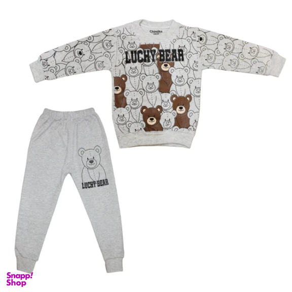 ست بلوز و شلوار پسرانه چیندکا مدل 2024 کد 101 رنگ طوسی