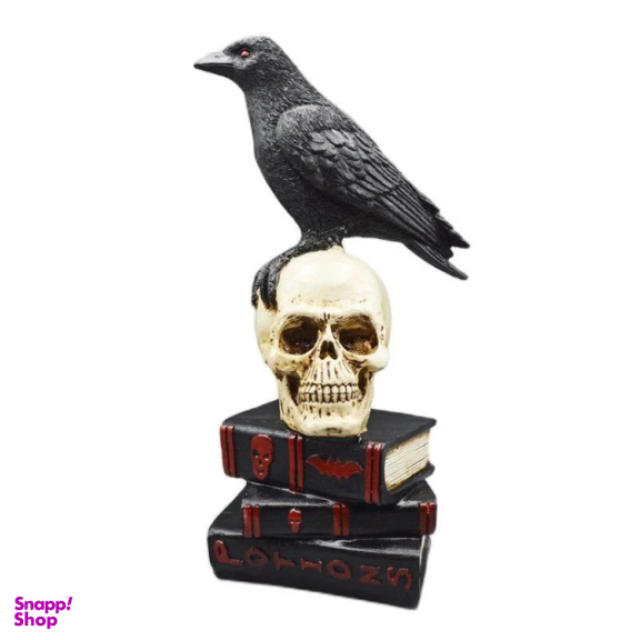 مجسمه مدل کلاغ و جمجمه و کتاب