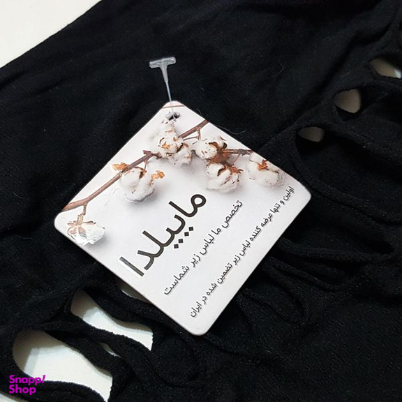 جوراب شلواری زنانه ماییلدا مدل بغل راه راه فاق باز کد 4855-S34 رنگ مشکی