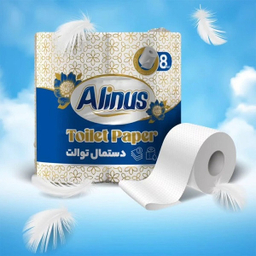 دستمال توالت آلینوس مدل 3 لایه رولی بسته 8 عددی