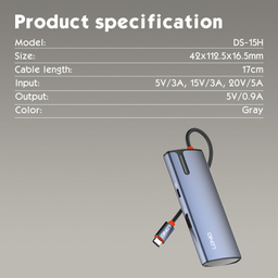هاب 5 پورت Type-C الدینیو مدل DS-15H
