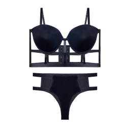 ست شورت و سوتین مدل دکلته طرح بندی کد 27 رنگ مشکی