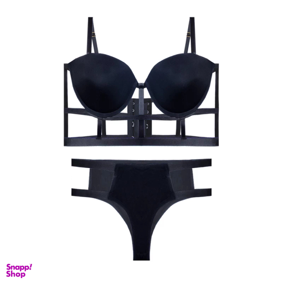 ست شورت و سوتین مدل دکلته طرح بندی کد 27 رنگ مشکی