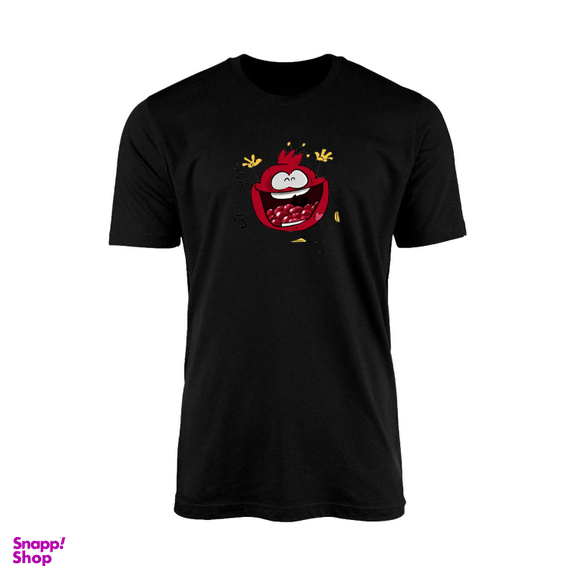 تیشرت آستین کوتاه زنانه مدل TZ9 طرح چاپ انار یلدا کارتونی رنگ مشکی