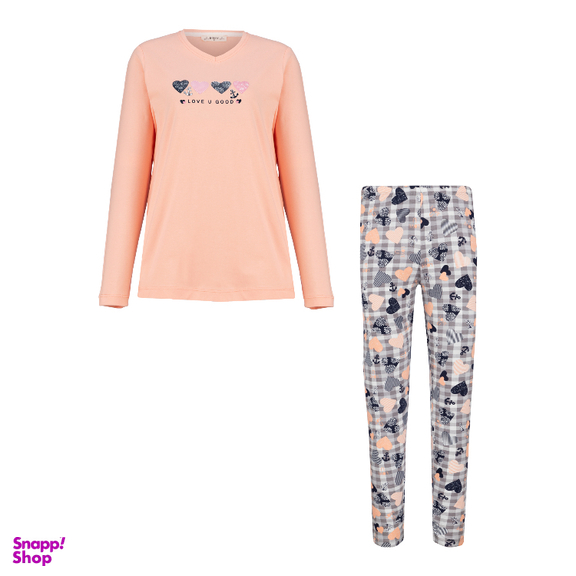 ست بلوز و شلوار راحتی زنانه کد 1048 رنگ هلویی