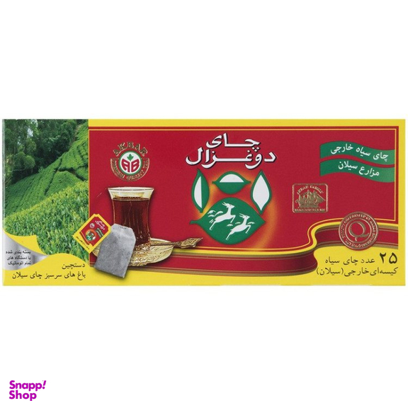 چای کیسه ای ساده دو غزال بسته 25 عددی