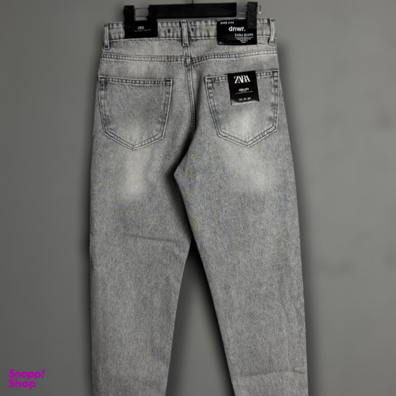 شلوار مام فیت مردانه طرح ZARA کد 1954 رنگ‌ طوسی روشن