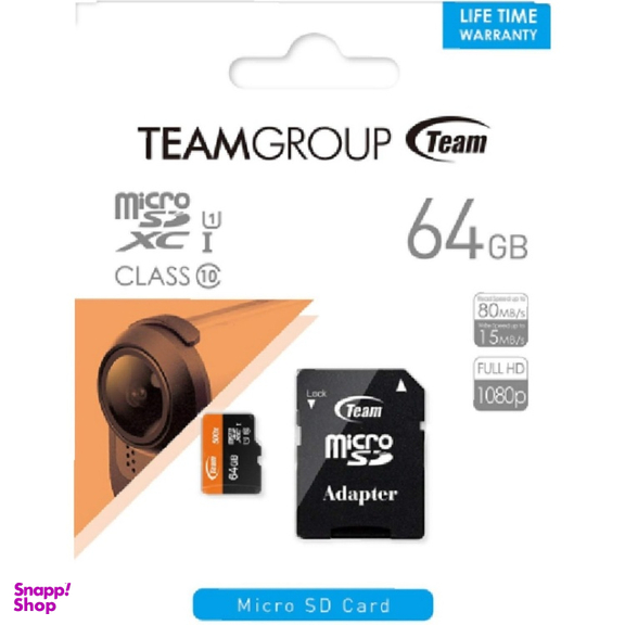 کارت حافظه MicroSDXC U1 Class10 تیم گروپ ظرفیت 64 گیگابایت به همراه آداپتور