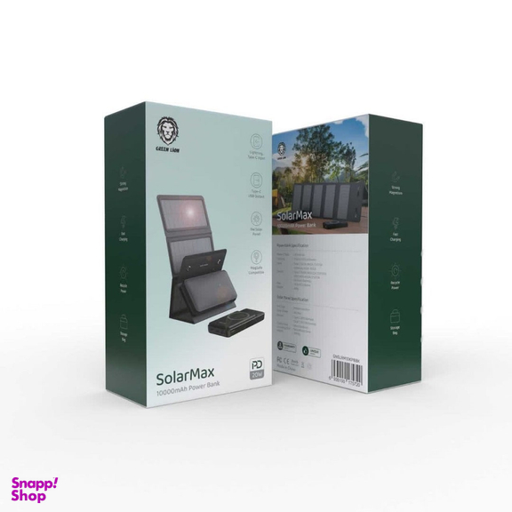 پاوربانک خورشیدی 10000 میلی آمپر ساعت گرین لاین مدل Solar Max