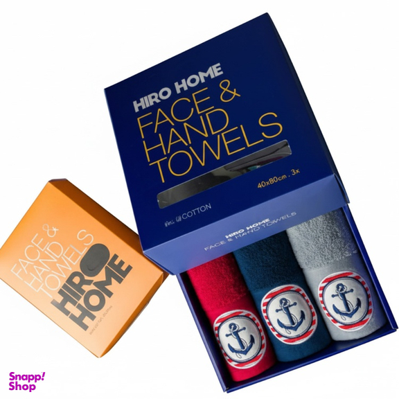 حوله دست هیرو مدل ورزشی طرح لنگر سایز 75×40 سانتی متر بسته 3 عددی