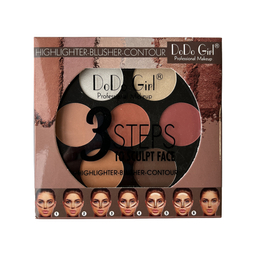 پالت هایلایتر، کانتور و رژگونه دودو گرل مدل 3Steps کد A