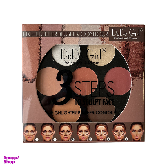 پالت هایلایتر، کانتور و رژگونه دودو گرل مدل 3Steps کد A