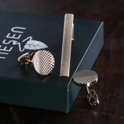 ست دکمه سردست و گیره کراوات مردانه نسن مدل NT7