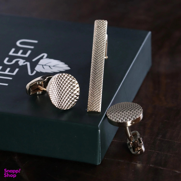 ست دکمه سردست و گیره کراوات مردانه نسن مدل NT7