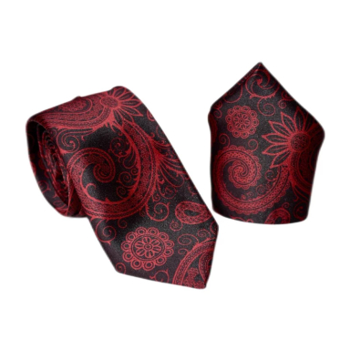 ست کراوات و دستمال جیب مردانه آیکت مدل بته جقه محو کد z1