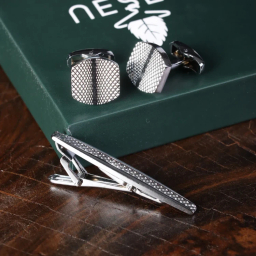 ست دکمه سردست و گیره کراوات مردانه نسن مدل N9