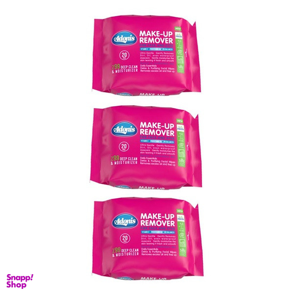 دستمال مرطوب آدونیس مدل 03 سه بسته 20 عددی