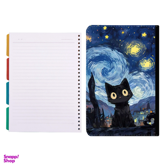 کلاسور طرح گربه شب پرستاره کد 33 به همراه کاغذ کلاسور