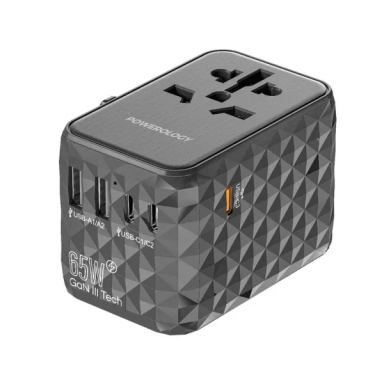 آداپتور برق و شارژر دیواری پاورولوژی مدل Universal Multi-Port Travel Adapter PD 65W P65W3PD