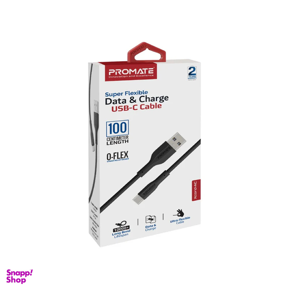 کابل تبدیل USB به USB-C پرومیت مدل ECOLINE-CC120.BLK طول 1 متر