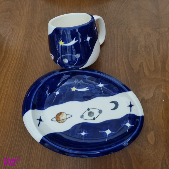 ست ماگ و زیر ماگی سرامیکی طرح منظومه شمسی