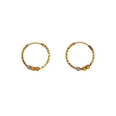 گوشواره طلا 18 عیار زنانه نوا مدل حلقه ای سه گوی کد 44508