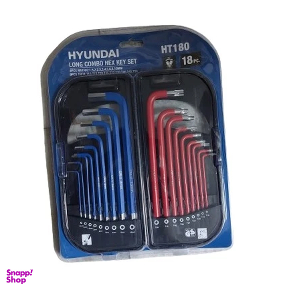 آچار آلن و ستاره ای هیوندای مدل HT180 مجموعه 18 عددی