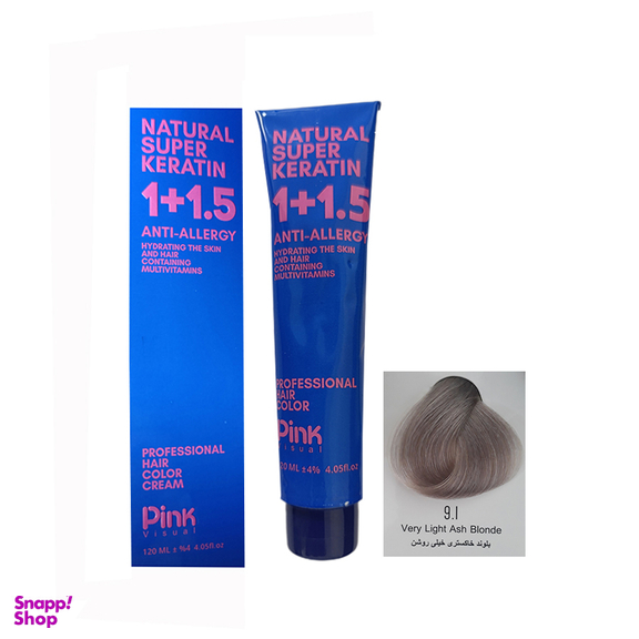 رنگ مو پینک ویژوال شماره 9.1 رنگ بلوند خاکستری خیلی روشن حجم 120 میلی لیتر