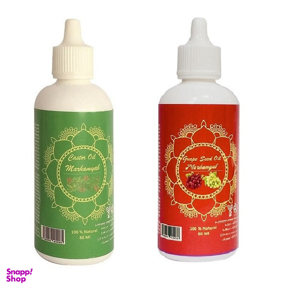 روغن تقویت کننده ناخن مرهم یاب مدل هسته انگور و کرچک حجم 80 میلی لیتر مجموعه 2 عددی