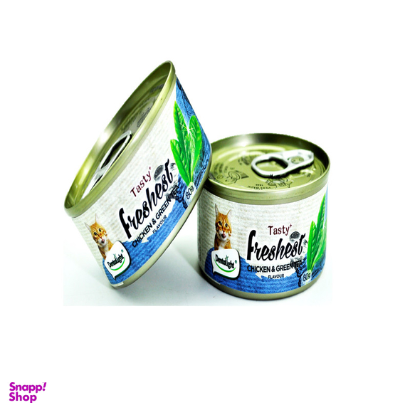 کنسرو غذای گربه دنتالایت مدل CHICKEN GREEN TEA وزن 80 گرم بسته 2 عددی