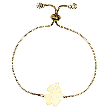 دستبند طلا 18 عیار دخترانه کرابو طرح برگ انجیر مدل Krd1270