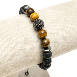 دستبند مردانه مدل چشم ببر و لاوا و سواروسکی سورا کد B007