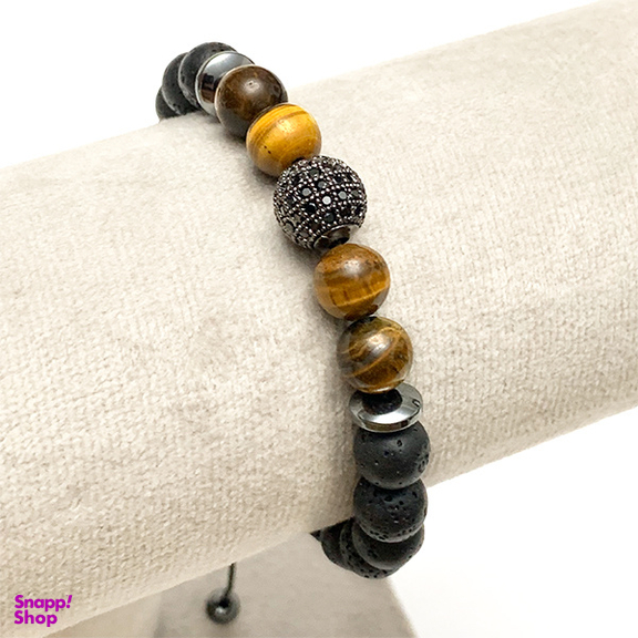 دستبند مردانه مدل چشم ببر و لاوا و سواروسکی سورا کد B007