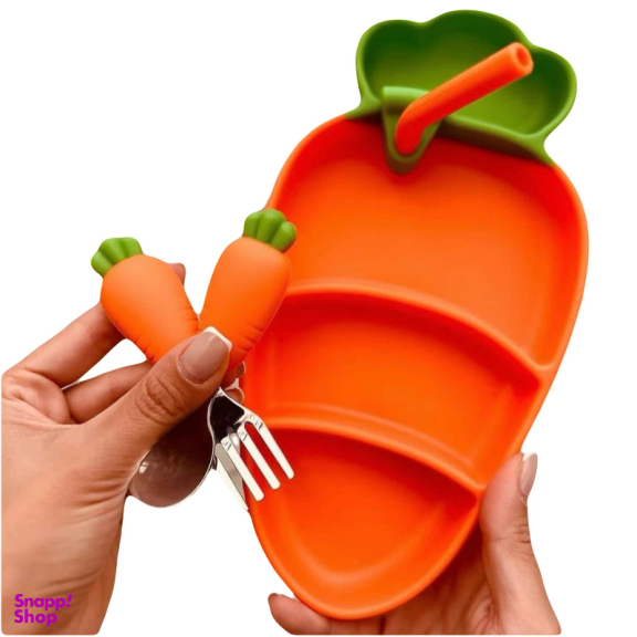 ست ظرف غذا خوری کودک مدل هویج مجموعه ۵ عددی