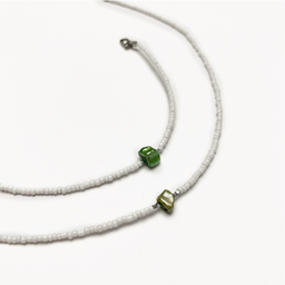 ست گردنبند و پابند دخترانه سورا مدل مونجوق و مروارید باروک سبز کد SN002