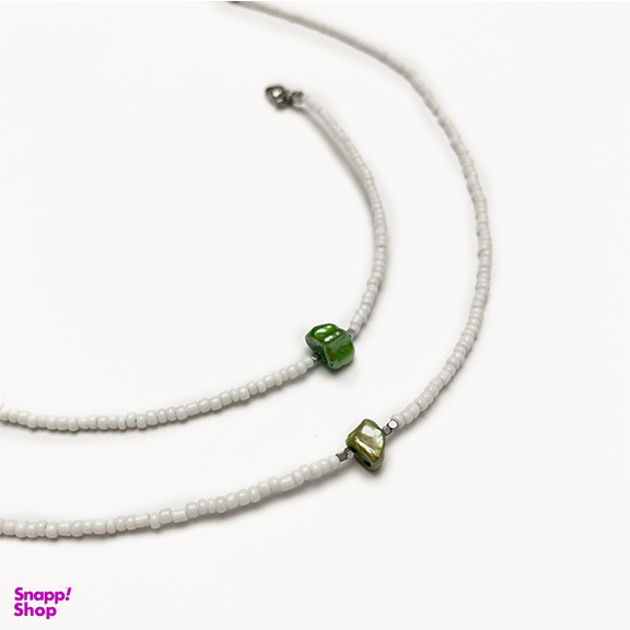 ست گردنبند و پابند دخترانه سورا مدل مونجوق و مروارید باروک سبز کد SN002