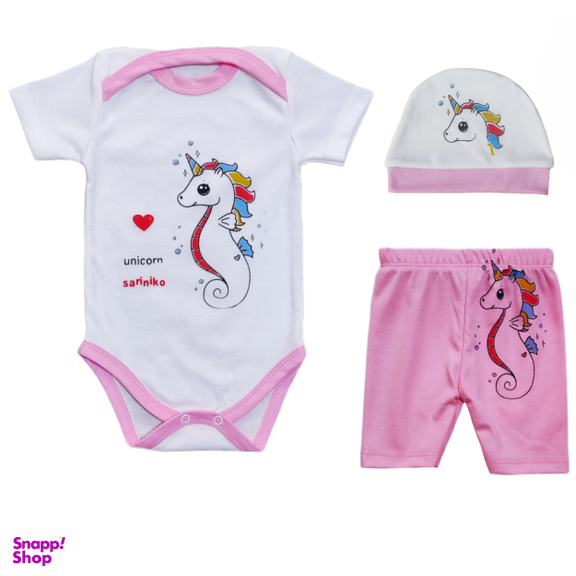 ست 3 تکه لباس نوزادی مدل Happy کد B01