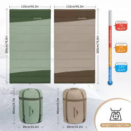 کيسه خواب 12- درجه نیچرهایک مدل YC300 Extra Wide Square Cotton Sleeping Bag کد CNK2300019