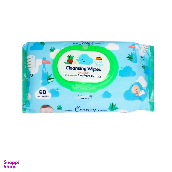 دستمال مرطوب کودک مدل aloe vera بسته 60 عددی