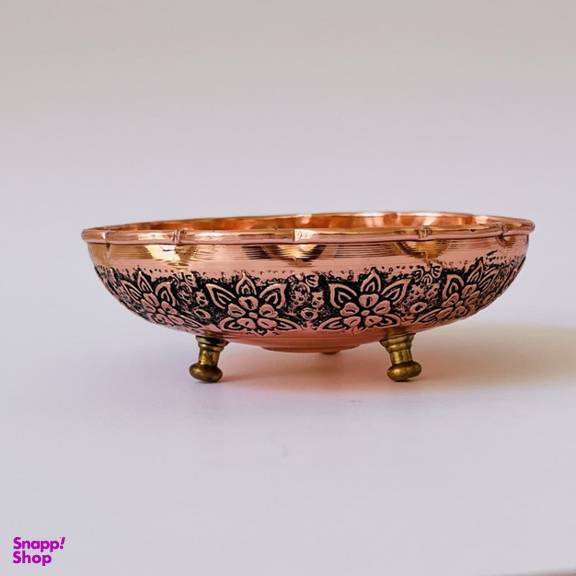 پیاله آجیل خوری مسی مدل قلم زنی سه پایه کد ZH321.15