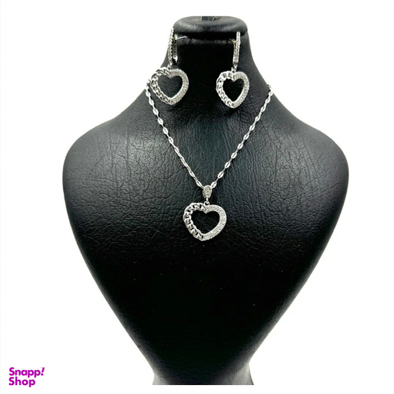 نیم ست نقره زنانه گیرا مدل قلب کد G988