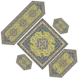 ست 5 تکه رومیزی ترمه حسینی مدل مهستان کد 1185