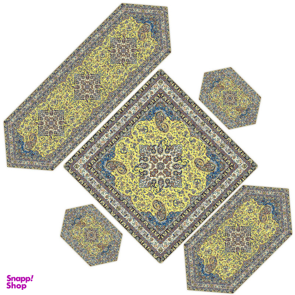 ست 5 تکه رومیزی ترمه حسینی مدل مهستان کد 1185