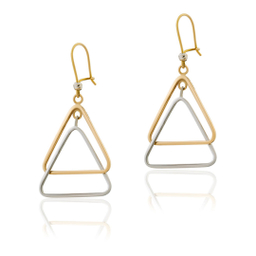 گوشواره طلا 18 عیار زنانه داریم مدل دو رنگ طرح مثلث