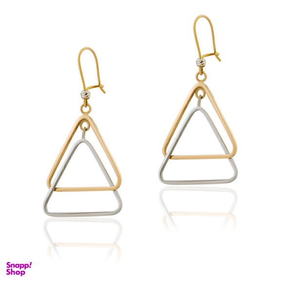 گوشواره طلا 18 عیار زنانه داریم مدل دو رنگ طرح مثلث