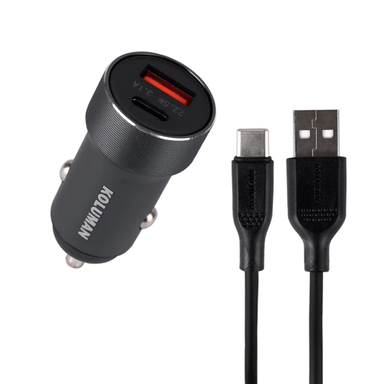 شارژر فندکی 22 وات کلومن مدل KC-C07 به همراه کابل تبدیل USB-C