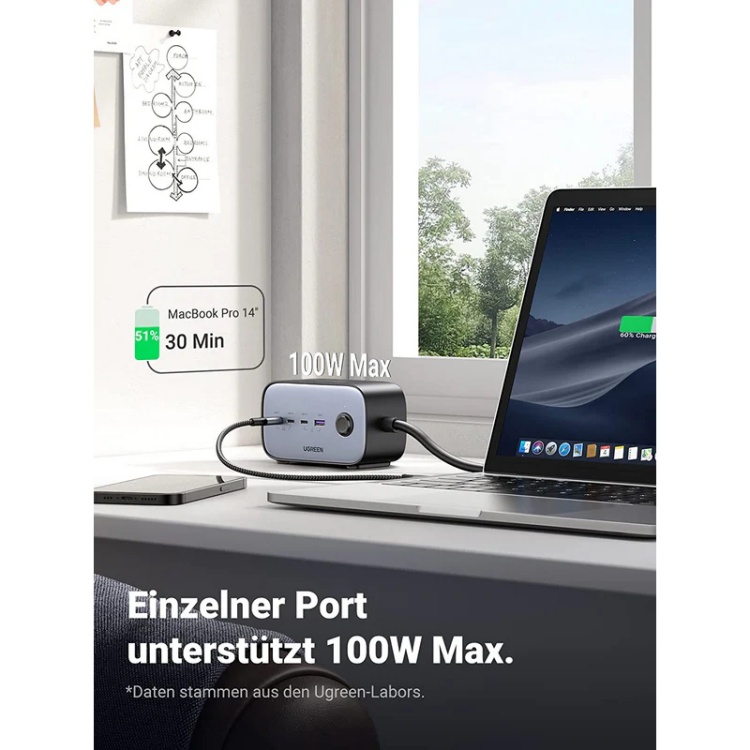 شارژر رومیزی 100 وات و چندراهی برق یوگرین مدل DigiNest Pro