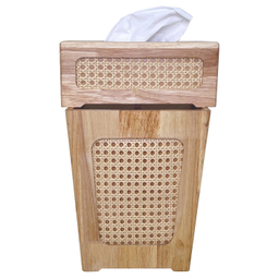 ست سطل زباله و جعبه دستمال کاغذی هایلو مدل بامبو حصیری